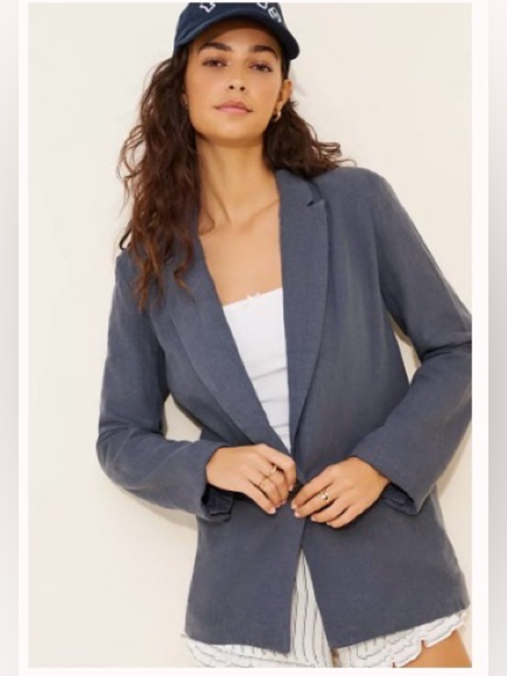 FREE PEOPLE Prep School Blazer Vintage  Indigo size small
